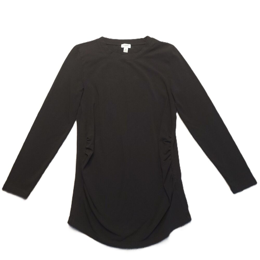 J.Crew Maternity S Long Sleeve Shirt Crewneck Tee Black Stretch Top